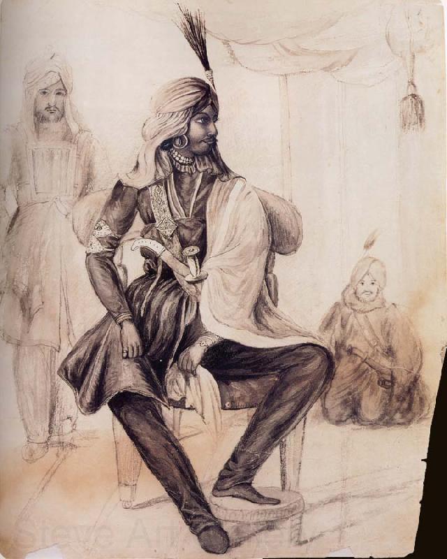 unknow artist Portrait of Hira Singh,Favorite of the Sikh Leader Ranjit Singh France oil painting art
